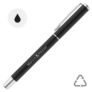 Penna roller in alluminio riciclato con clip refill nero