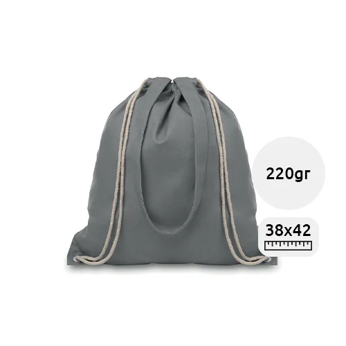 Sacca in canvas colorato con manici lunghi e chiusura a coulisse da 220gr 38x42cm