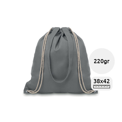 Sacca in canvas colorato con manici lunghi e chiusura a coulisse da 220gr 38x42cm