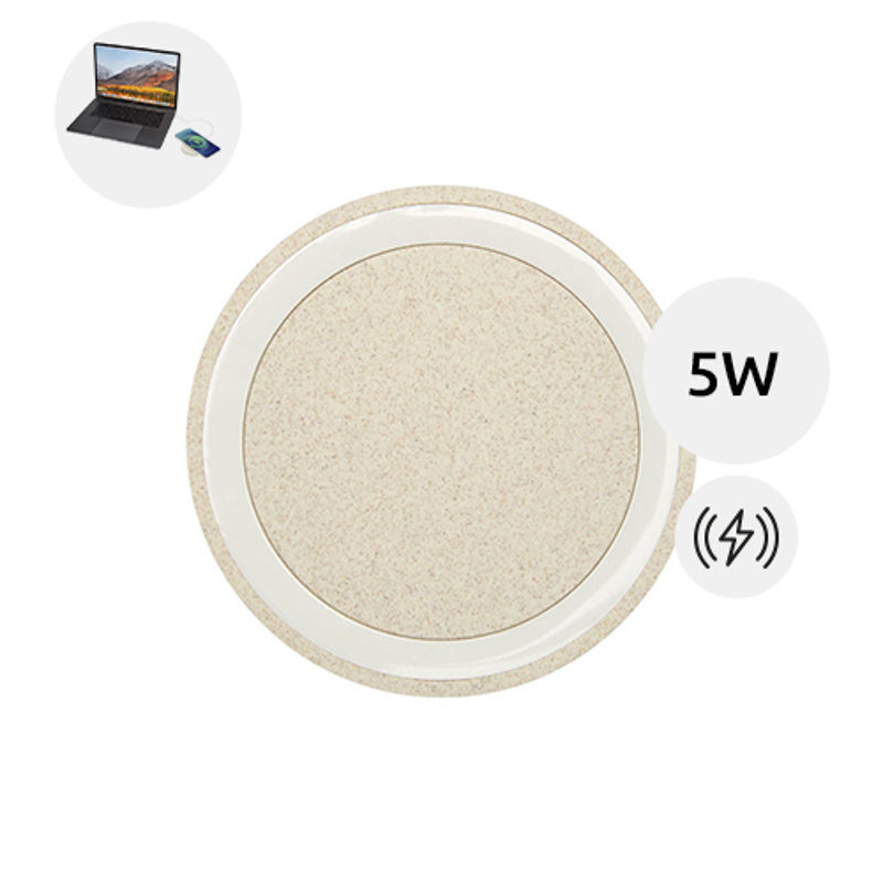 Caricatore wireless in paglia di grano da 5W fornito in scatola regalo