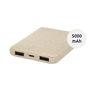 Powerbank in paglia di grano piccolo e compatto da 5000 mAh fornito in scatola regalo