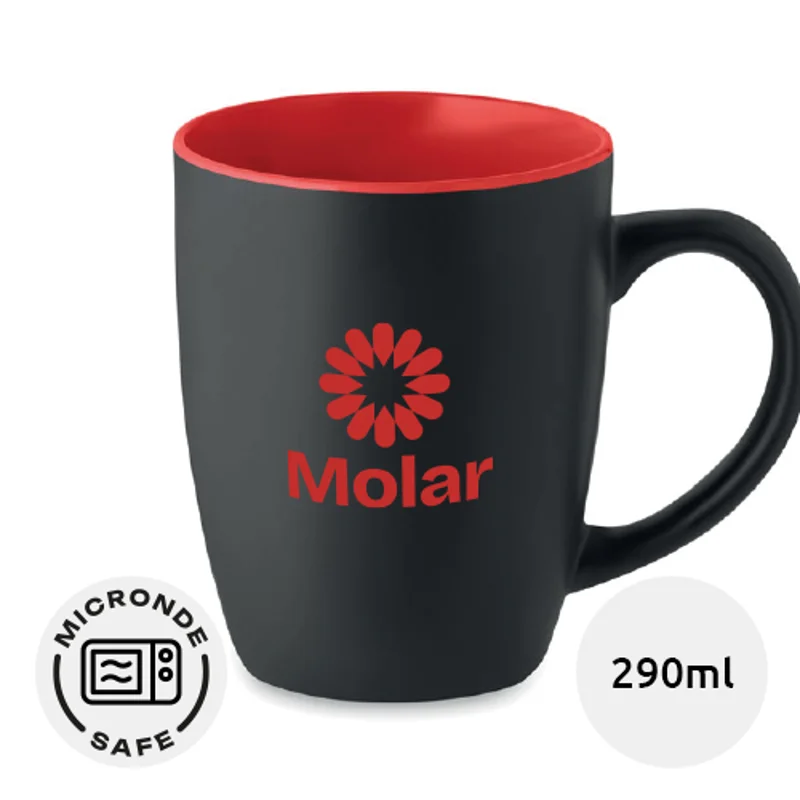 Tazza in ceramica da 290ml con finitura opaca e interno colorato e scatola regalo bianca