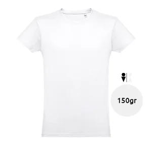 T-shirt da uomo bianca a girocollo taglio regolare 100% cotone 150gr