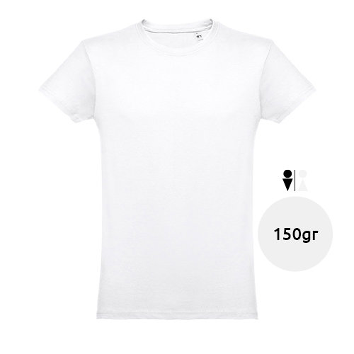 T-shirt da uomo bianca a girocollo taglio regolare 100% cotone 150gr