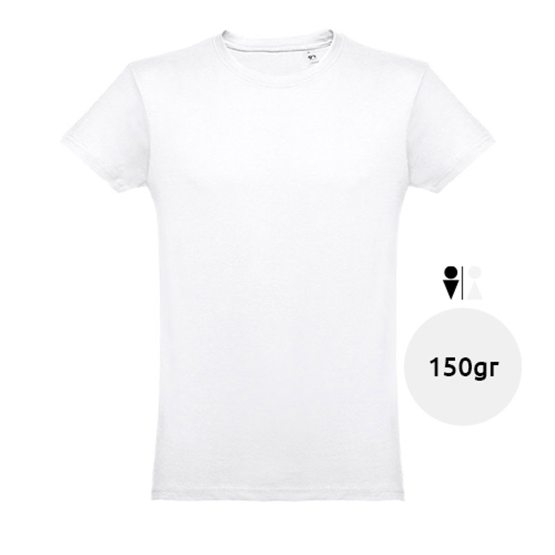 T-shirt da uomo bianca a girocollo taglio regolare 100% cotone 150gr