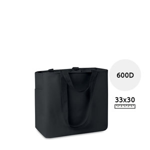 Shopper in poliestere con tasca laterale e interna con chiusura a zip da 600d 33x16x30cm