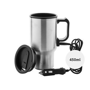 Tazza termica riscaldabile in metallo con coperchio in plastica 450ml