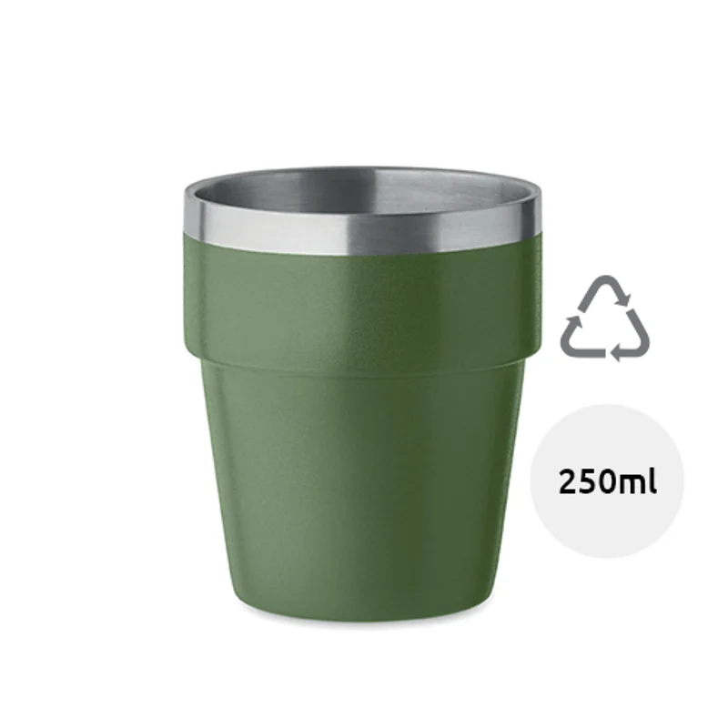 Bicchiere impilabile e doppio strato in acciaio inossidabile riciclato 250ml