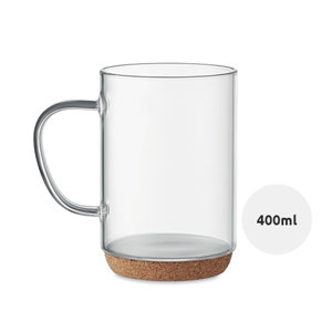 Tazza in vetro borosilicato con base in sughero 400ml