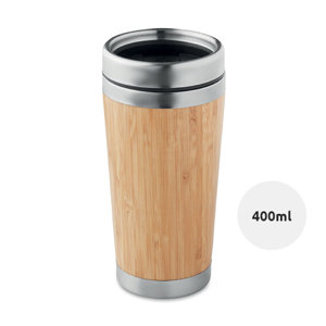Thermos doppio strato con tappo in plastica e finiture in bambù 400ml