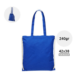 Sacca zaino in cotone con cordoncino e manici lunghi con chiusura a coulisse da 240gr 38X42cm