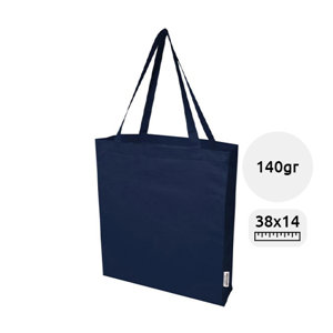 Shopper a soffietto in cotone riciclato certificato GRS da 140 gr 38x8,5x14cm