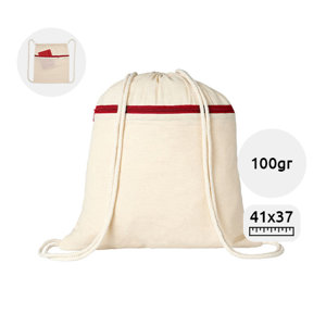 Sacca in cotone con cordoncino e cerniera a zip sul fronte da 100gr 37x41cm