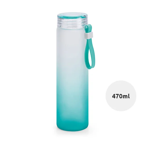 Borraccia in vetro da 470 ml finitura opaca sfumata e manico in silicone