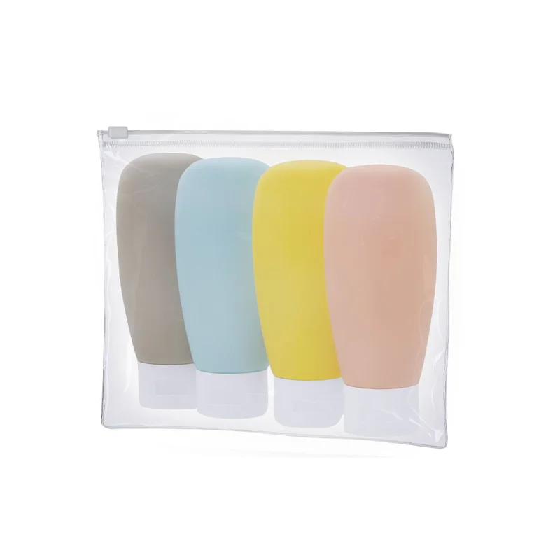 Sacchttino ermetico trasparente con flaconcini vuoti colorati da 60ml