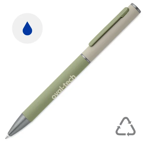 Penna a sfera a rotazione in alluminio riciclato gommato e refill blu