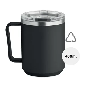 Tazza termica con coperchio e interno in acciaio inox riciclato e esterno in PP ricilato da 400 ml
