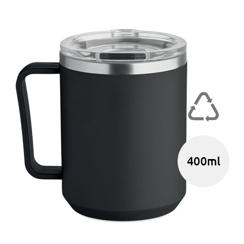Tazza termica con coperchio e interno in acciaio inox riciclato e esterno in PP ricilato da 400 ml