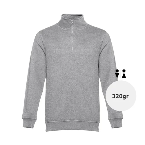 Felpa da adulto unisex colori assortiti con collo e cerniera 1/4 in cotone e poliestere 320gr