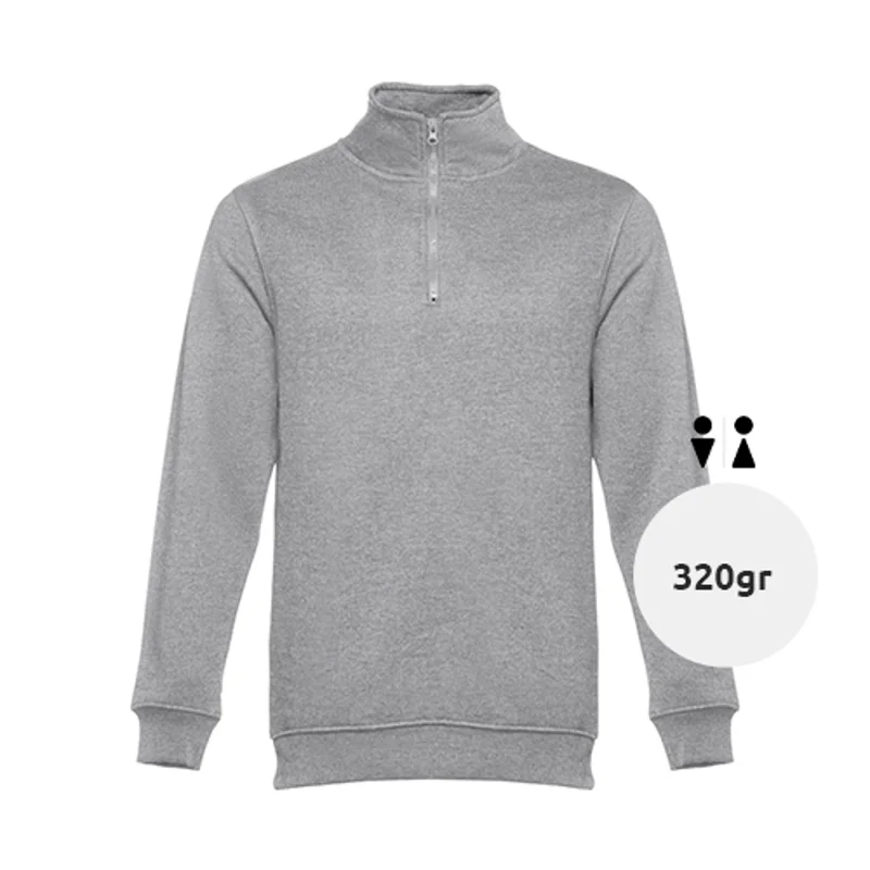 Felpa da adulto unisex colori assortiti con collo e cerniera 1/4 in cotone e poliestere 320gr