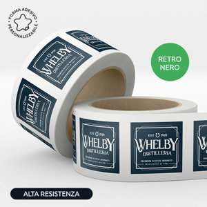 Etichette in bobina classiche stampate su carta retro nero alta resistenza