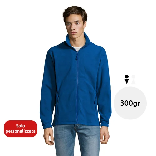 Felpa da uomo colori assortiti con collo alto e cerniera in pile 300gr