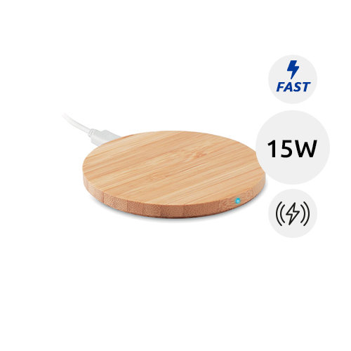 Caricatore wireless in bambù da 15W con ricarica rapida