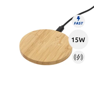 Caricatore wireless in bambù da 15W con ricarica rapida e cavo USB-C