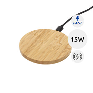 Caricatore wireless in bambù da 15W con ricarica rapida e cavo USB-C