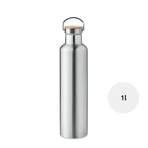 Borraccia termica inox a doppio strato con tappo in bambù da 1L