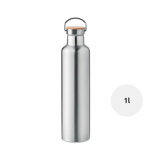 Borraccia termica inox a doppio strato con tappo in bambù da 1L