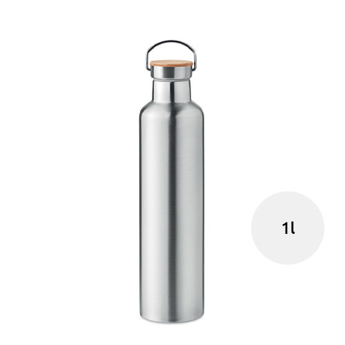 Borraccia termica inox a doppio strato con tappo in bambù da 1L