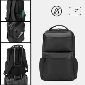 Zaino porta pc da 17" in twill riciclato idrorepellente con ampie tasche 