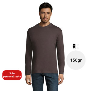 Maglietta da uomo a maniche lunghe colori assortiti a girocollo taglio regolare 100% cotone semipettinato 150gr