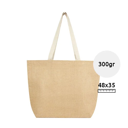 Shopper in juta da 12L con manici in cotone intrecciato 300gr 48x35cm
