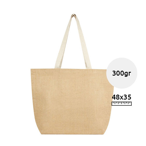 Shopper in juta da 12L con manici in cotone intrecciato 300gr 48x35cm