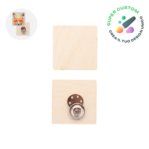 Spilla magnetica in betulla totalmente personalizzabile nella grafica