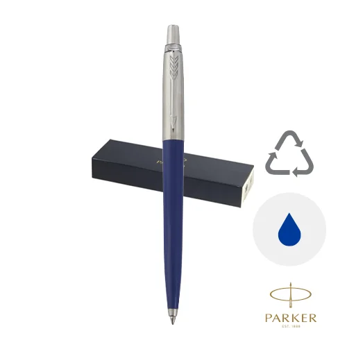 Penna Jotter a marchio Parker in plastica e acciaio riciclato in refill nero