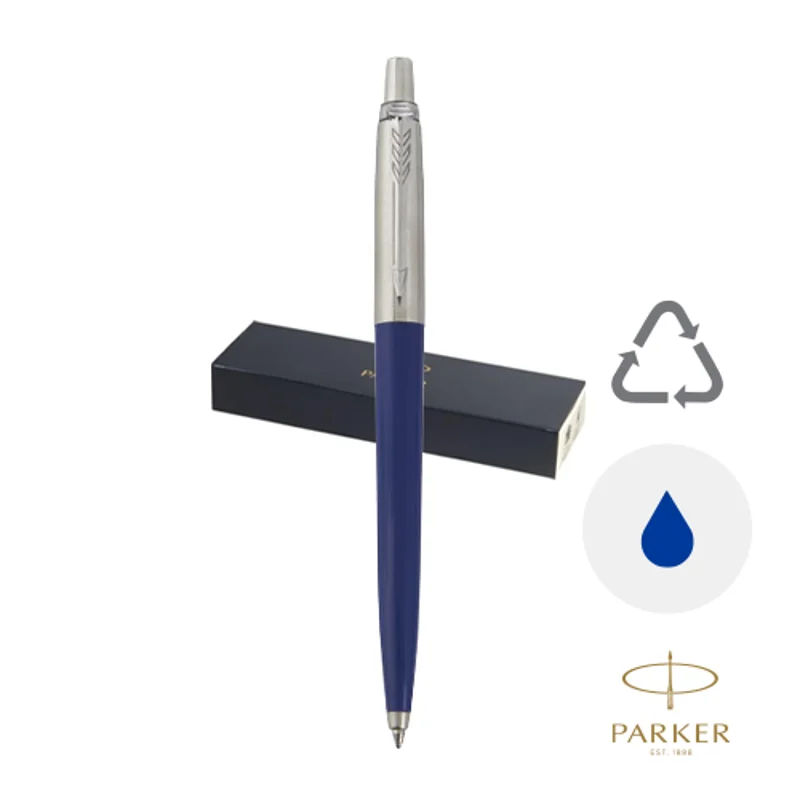 Penna Jotter a marchio Parker in plastica e acciaio riciclato in refill nero