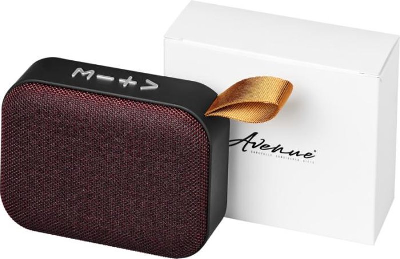 Cassa Bluetooth in tessuto e finitura soft touch con controllo del volume e microfono integrato fornito con scatola regalo