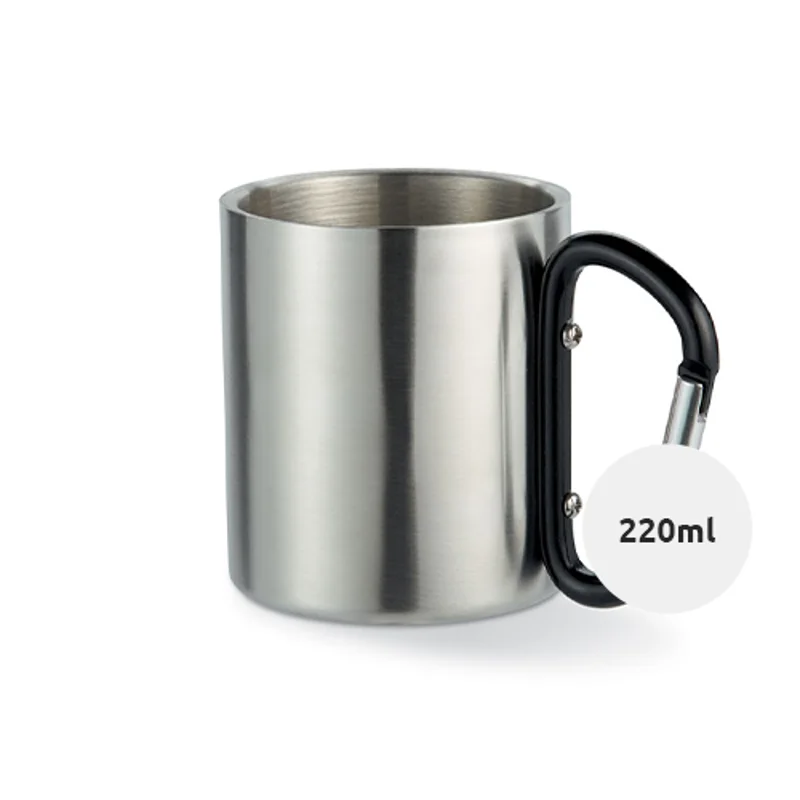 Tazza in acciaio inossidabile con moschettone 220ml