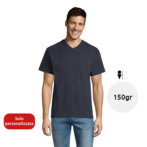 T-shirt da uomo colori assortiti scollo a v taglio regolare 100% cotone 150gr