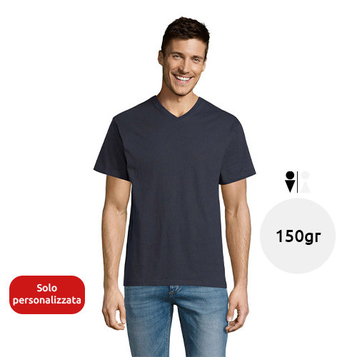 T-shirt da uomo colori assortiti scollo a v taglio regolare 100% cotone 150gr