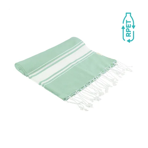 Telo mare bicolore in cotone riciclato e poliestere RPET 180gr 90x180cm