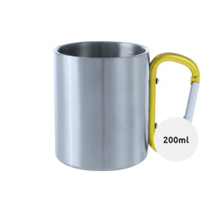 Tazza in acciaio inox con moschettone colorato 200ml
