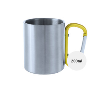 Tazza in acciaio inox con moschettone colorato 200ml