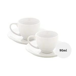 Set di 2 tazzine da caffé con piattini in ceramica 90ml