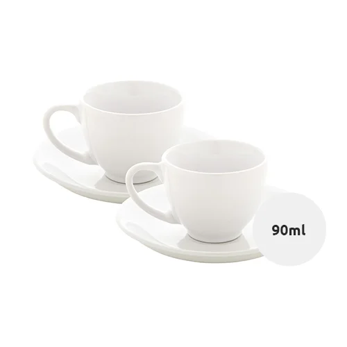 Set di 2 tazzine da caffé con piattini in ceramica 90ml