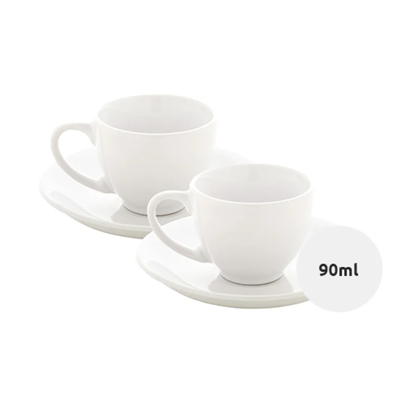 Set di 2 tazzine da caffé con piattini in ceramica 90ml
