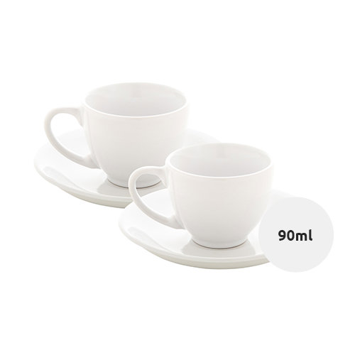 Set di 2 tazzine da caffé con piattini in ceramica 90ml